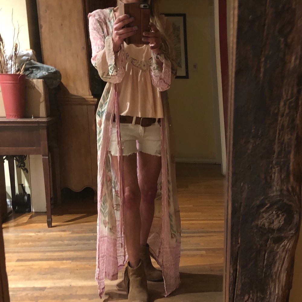 🎉HP🎉🦋HAND BEADED-EMBROIDERED SILK BOHO KIMONO🦋 - Picture 1 of 8